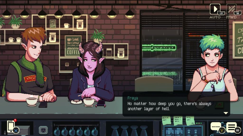 Screenshot dal gioco Coffee Talk